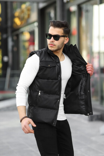 Carbon Leather Men's Padding Vest - 4