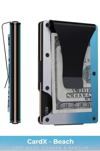 Cardx - Beach Clips - New Generation Metal Wallet, Cardholder - Rfid Blocking, Women & Men (BEACH)-Dead Sea - 1