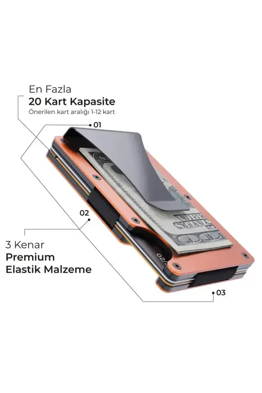 Cardx - Burano Clips - New Generation Minimalist Wallet & Metal Cardholder - Rfid Protection - Unisex (ORANGE)-Orange - 2