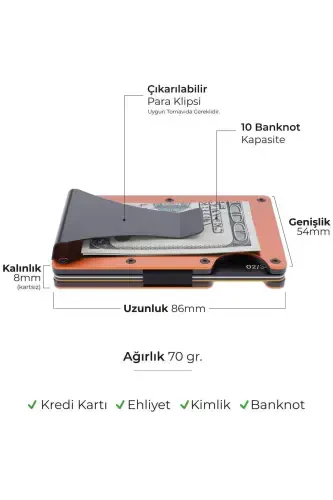 Cardx - Burano Clips - New Generation Minimalist Wallet & Metal Cardholder - Rfid Protection - Unisex (ORANGE)-Orange - 4