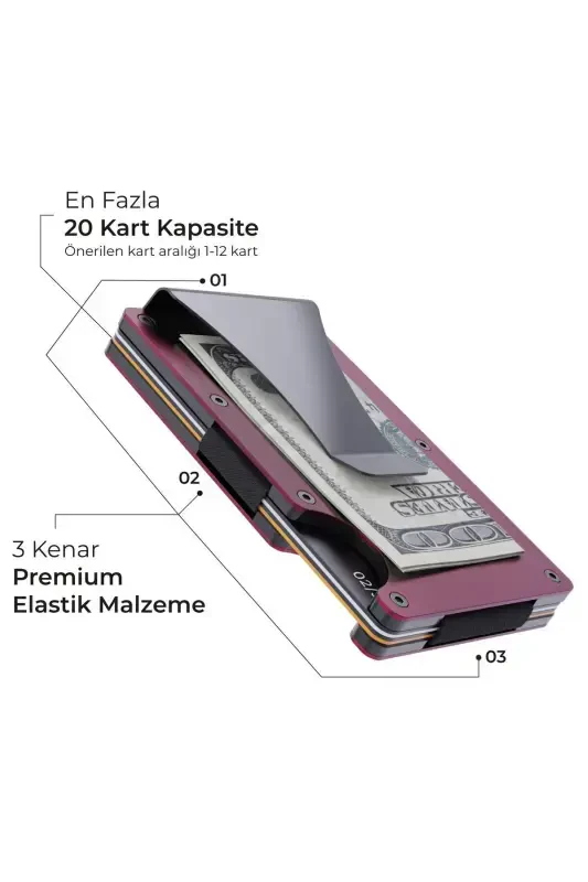 Cardx - Burano Clips - New Generation Minimalist Wallet & Metal Cardholder - Rfid Protection (WINE RED) - Wine Red - 2