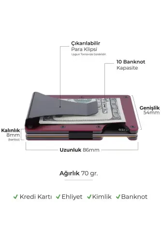 Cardx - Burano Clips - New Generation Minimalist Wallet & Metal Cardholder - Rfid Protection (WINE RED) - Wine Red - 4
