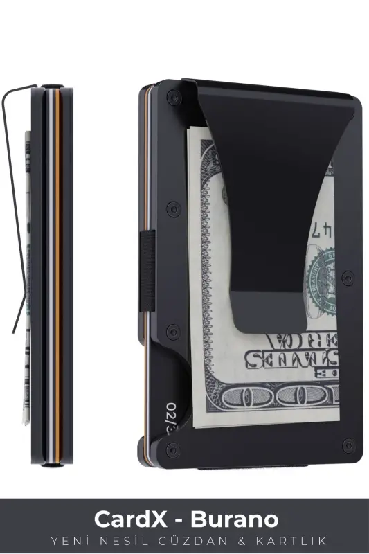 Cardx - Burano Clips - Next Generation Minimalist Wallet & Metal Card Holder - Rfid Protection (BLACK) - LOUISE MOTTO