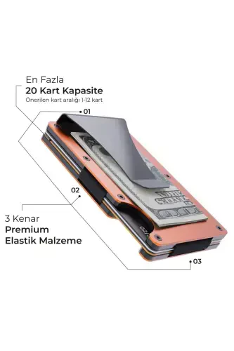 Cardx - Burano Clips - Новый минималистичный кошелек и металлический картхолдер - Rfıd защита - Унисекс (ОРАНЖЕВЫЙ)-Оранжевый - LOUISE MOTTO (1)