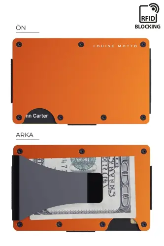 Cardx - Burano Clips - Новый минималистичный кошелек и металлический картхолдер - Rfıd защита - Унисекс (ОРАНЖЕВЫЙ)-Оранжевый - 3