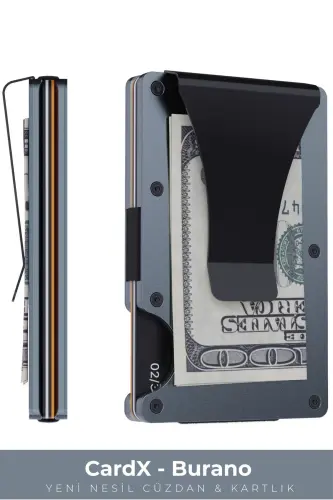 Cardx - Burano Clips - Новый минималистичный кошелек и металлический картхолдер - Rfıd защита унисекс (СЕРЫЙ)-Серый - 1