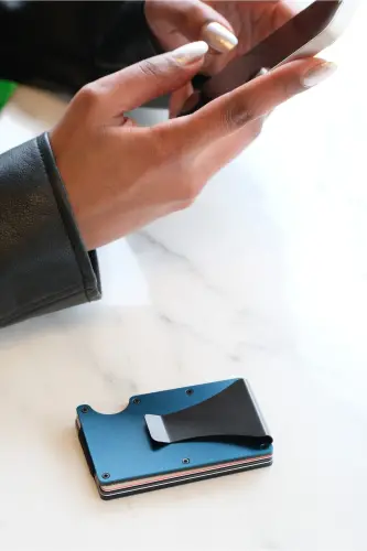 Cardx - Burano Clips - Новый минималистичный кошелек & металлический картхолдер нового поколения - Rfıd защита (СИНИЙ) - Небесно-голубой - 7