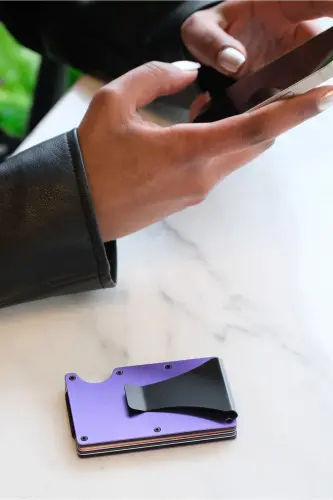 Cardx - Burano Clips - Новый Минималистичный Кошелек & Металлический Картхолдер - Rfid Защита - Унисекс (ФИОЛЕТОВЫЙ)-Фиолетовый - 8