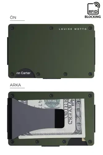 Cardx - Burano Clips - Yangi avlod minimalist hamyon & Metall kartdon - Rfid himoya - Uniseks (XAKI)-Harbiy yashil - 3