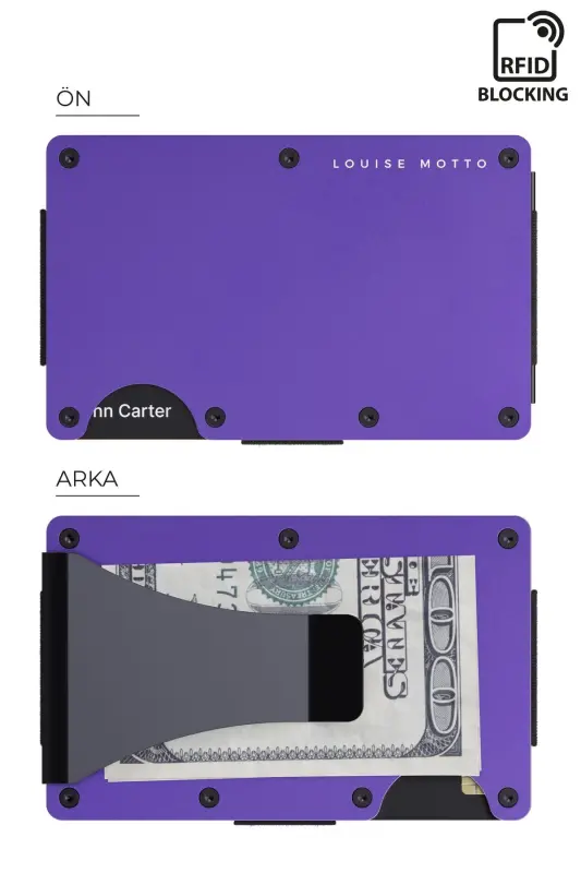 Cardx - Burano Clips - Yangi avlod minimalist hamyon va metall kartdon - Rfid himoya - Uniseks (MOR) - Binafsha - 3