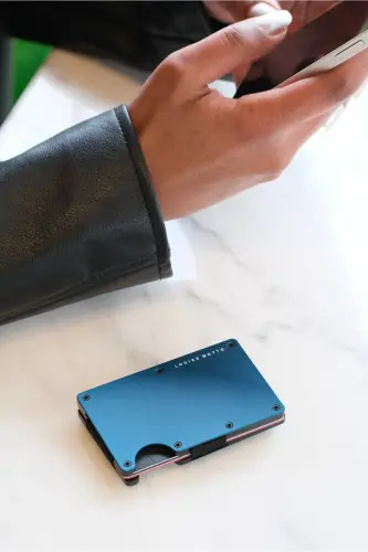Cardx - Burano Clips - Yeni Nesil Minimalist Cüzdan & Metal Kartlık - Rfıd Koruma (MAVİ)-Gök Mavisi - 6