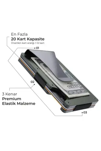 Cardx - Burano Clips - Yeni Nesil Minimalist Cüzdan & Metal Kartlık - Rfıd Koruma - Unisex (HAKİ)-Asker Yeşili - LOUISE MOTTO (1)