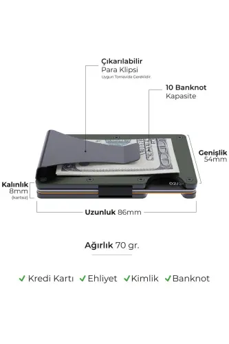 Cardx - Burano Clips - Yeni Nesil Minimalist Cüzdan & Metal Kartlık - Rfıd Koruma - Unisex (HAKİ)-Asker Yeşili - 4