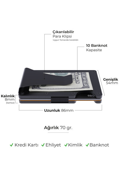 Cardx - Burano Kliplari - Yangi Avlod Minimalist Hamyon & Metall Karta Tutish - Rfid Himoyasi (QORA) - 13
