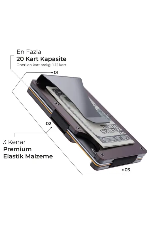 Cardx - Burano Clips - Yeni Nesil Minimalist Cüzdan & Metal Kartlık - Rfid Koruma (KAHVE)-Kahverengi - 2