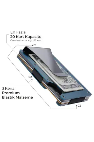 Cardx - Burano Clips - Yeni Nesil Minimalist Cüzdan & Metal Kartlık - Rfıd Koruma (MAVİ)-Gök Mavisi - LOUISE MOTTO (1)