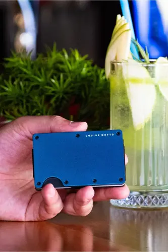Cardx - Burano Clips - Yeni Nesil Minimalist Cüzdan & Metal Kartlık - Rfıd Koruma (MAVİ) - Gök Mavisi - 8