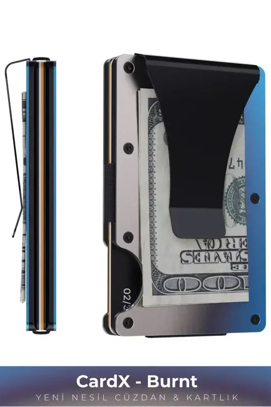 Cardx - Burnt Clips - Yangi avlod minimalist metall hamyon, kart egalari - Rfid, erkaklar va ayollar (Yonib ketgan metall) - Yonib ketgan metall - 1
