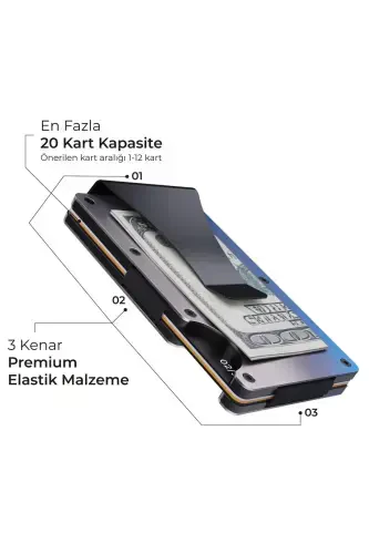 Cardx - Burnt Clips - Yangi avlod minimalist metall hamyon, kart egalari - Rfid, erkaklar va ayollar (Yonib ketgan metall) - Yonib ketgan metall - 3