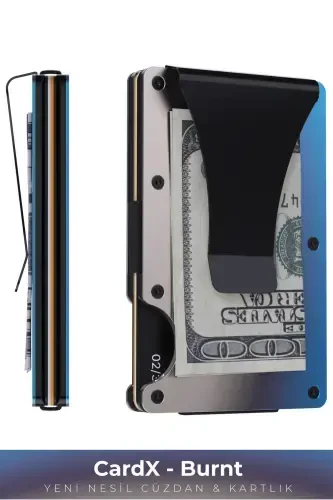 Cardx - Burnt Clips - Yeni Nesil Minimalist Metal Cüzdan, Kartlık - Rfid , Kadın Erkek (YANIK METAL)-Yanık Metal - 1