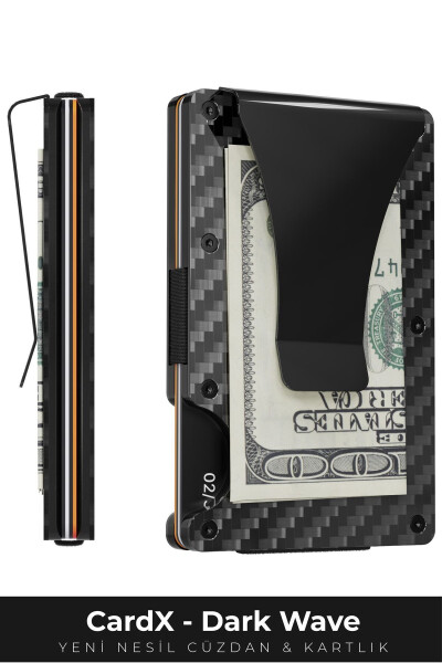 Cardx - Dark Wave Clips - Carbon Fiber Wallet & Card Holder - Money Clip, RFID Blocking (BLACK) - 1