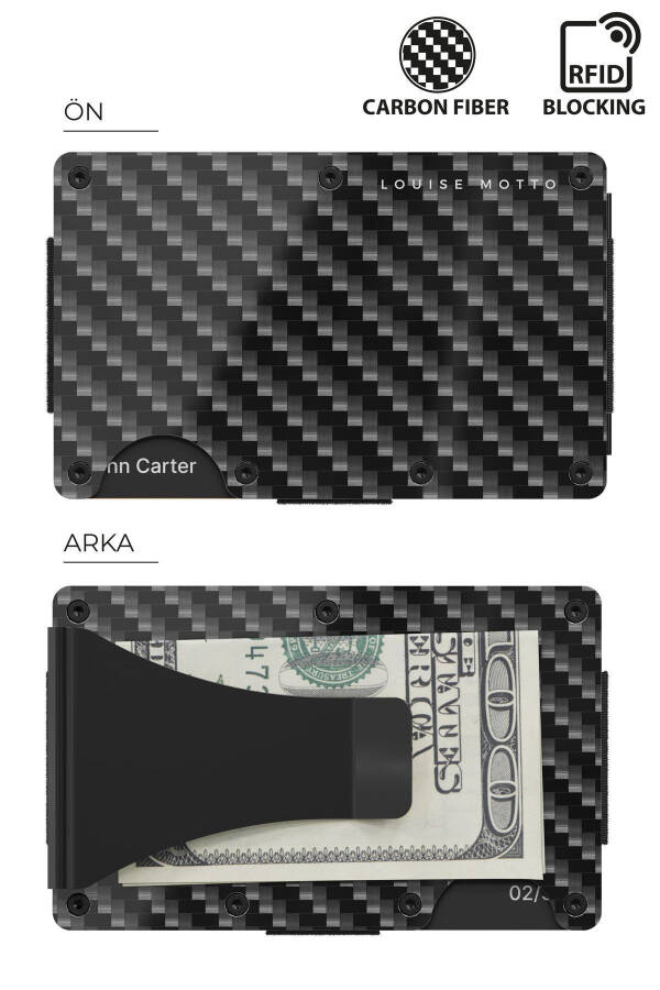 Cardx - Dark Wave Clips - Carbon Fiber Wallet & Card Holder - Money Clip, RFID Blocking (BLACK) - 2