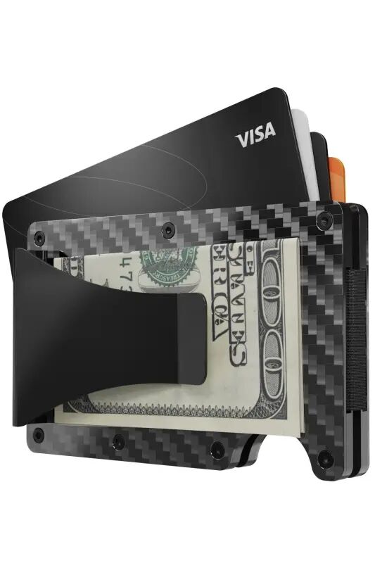 Cardx - Dark Wave Clips - Carbon Fiber Wallet & Card Holder - Money Clip, RFID Blocking (BLACK) - 8