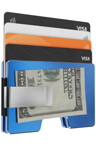 Cardx - Detroit - New Generation Aluminum Wallet & Cardholder - Rfid, Removable Clip Unisex(BLUE)-Blue - 7