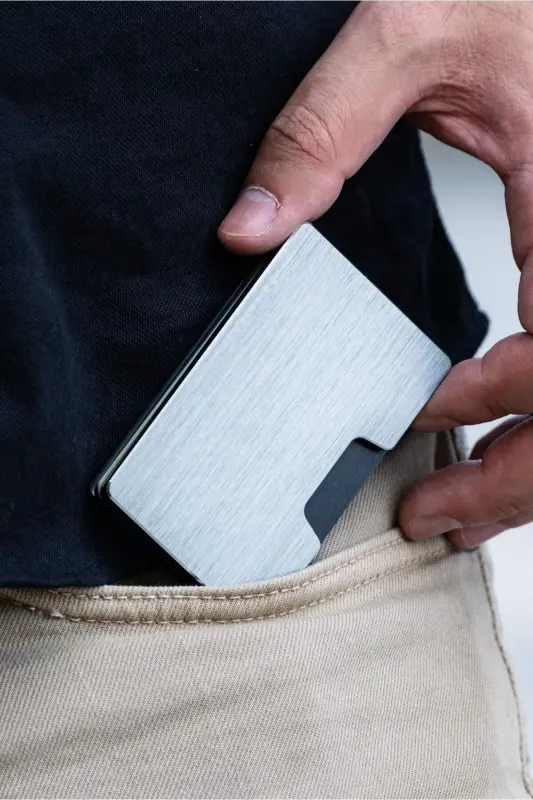 Cardx - Detroit - New Generation Metal Wallet & Card Holder - Rfid, Removable Clip (SILVER) - Metal Gray - 7