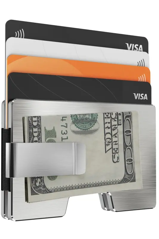 Cardx - Detroit - New Generation Metal Wallet & Card Holder - Rfid, Removable Clip (SILVER) - Metal Gray - 8