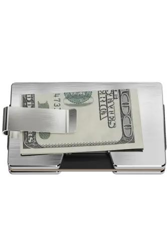 Cardx - Detroit - New Generation Metal Wallet & Card Holder - Rfid, Removable Clip (SILVER) - Metal Gray - 9
