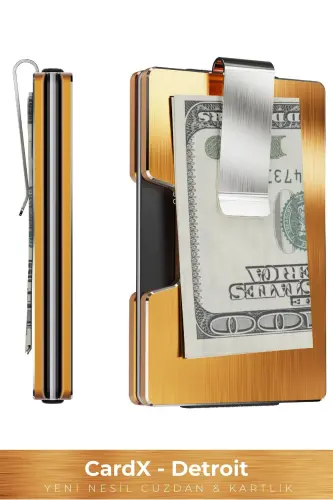 Cardx - Detroit - New Generation Metal Wallet & Cardholder - Rfid, Removable Clip Unisex(GOLD)-Gold 