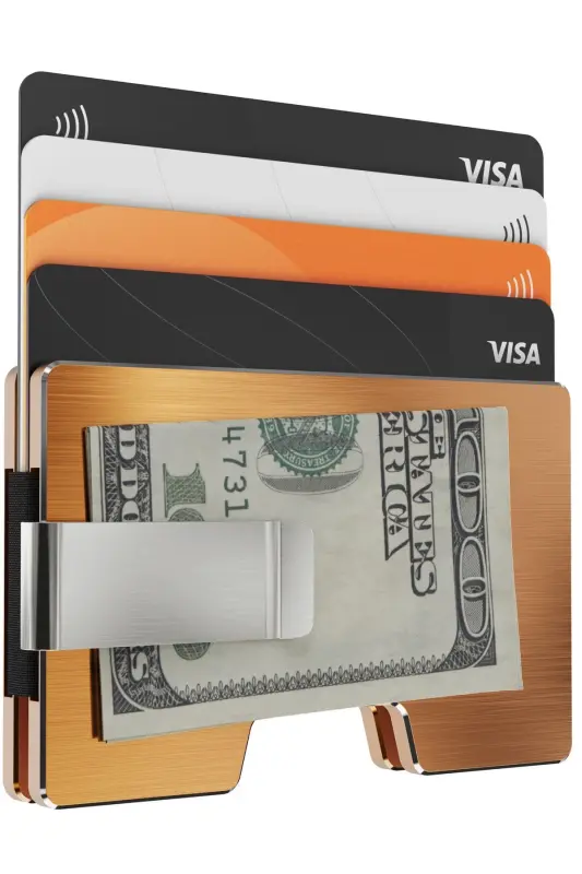 Cardx - Detroit - New Generation Metal Wallet & Cardholder - Rfid, Removable Clip Unisex(GOLD)-Gold - 7