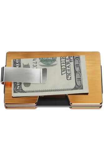Cardx - Detroit - New Generation Metal Wallet & Cardholder - Rfid, Removable Clip Unisex(GOLD)-Gold - 8