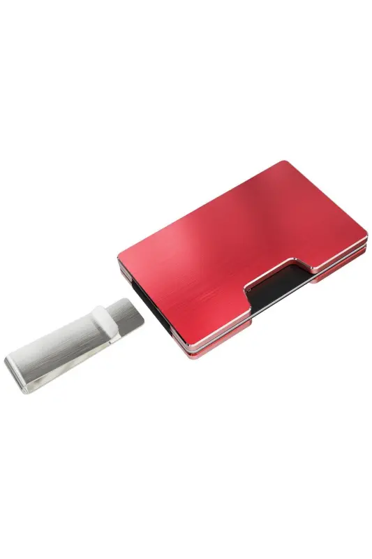 Cardx - Detroit - New Generation Minimalist Wallet & Card Holder - Rfid, Removable Clip Unisex (RED)-Red - 3