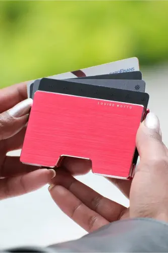 Cardx - Detroit - New Generation Minimalist Wallet & Card Holder - Rfid, Removable Clip Unisex (RED)-Red - 5