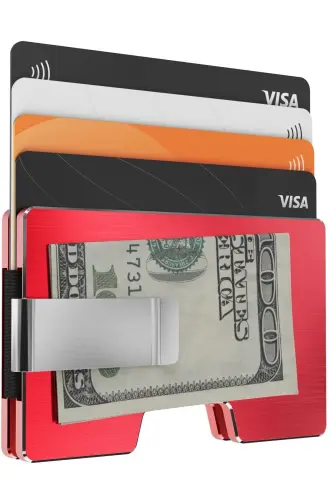 Cardx - Detroit - New Generation Minimalist Wallet & Card Holder - Rfid, Removable Clip Unisex (RED)-Red - 7