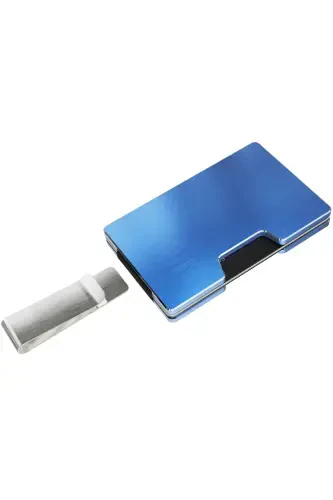Cardx - Detroit - Yangi avlod alyuminiy hamyon va kart ushlagichi - Rfid, Olinadigan qisqich Unisex(MAVİY)-Moviy - 3