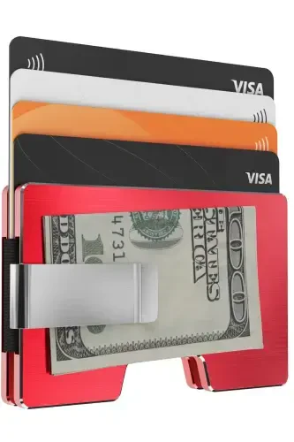 Cardx - Detroit - Yeni Nesil Minimalist Cüzdan & Kartlık - Rfid, Çıkarılabilir Klips Unisex(KIRMIZI)-Kırmızı - 7