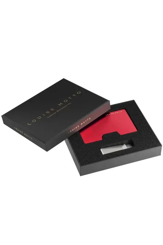 Cardx - Detroit - Yeni Nesil Minimalist Cüzdan & Kartlık - Rfid, Çıkarılabilir Klips Unisex(KIRMIZI) - Kırmızı - 4