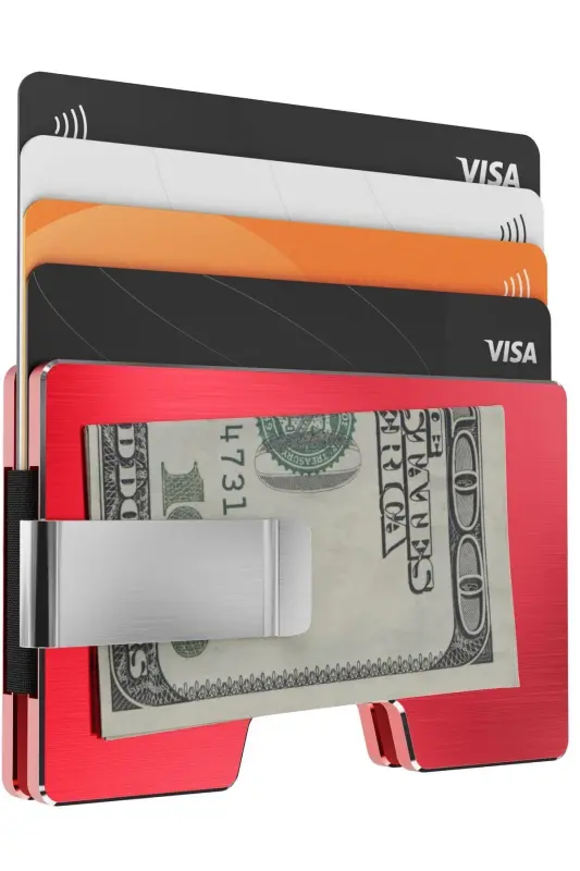 Cardx - Detroit - Yeni Nesil Minimalist Cüzdan & Kartlık - Rfid, Çıkarılabilir Klips Unisex(KIRMIZI) - Kırmızı - 7