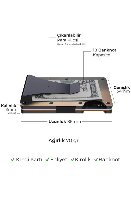 Cardx - Sandstorm Clips - Yeni Nesil Minimalist Metal Cüzdan, Kartlık - Rfid Blocking(ÇÖL FIRTINASI)-Çöl Fırtınası - 4