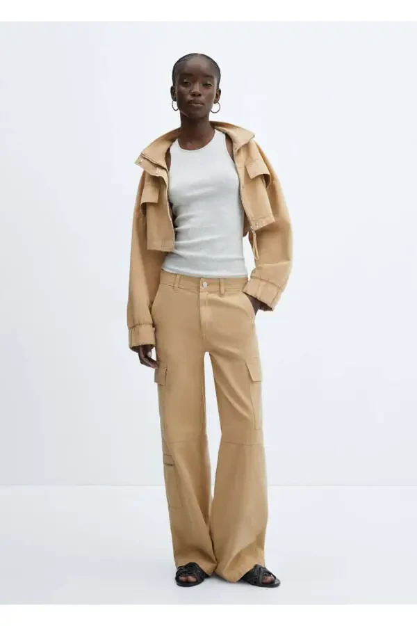 Cargo Denim Pants with Pockets - 2