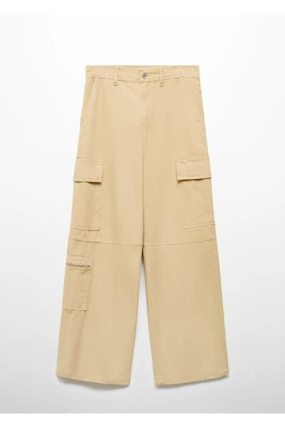 Cargo Denim Pants with Pockets - 3