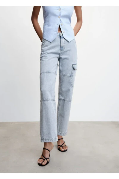 Cargo Denim Trousers with Pockets - 1