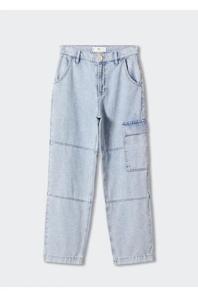 Cargo Denim Trousers with Pockets - 3