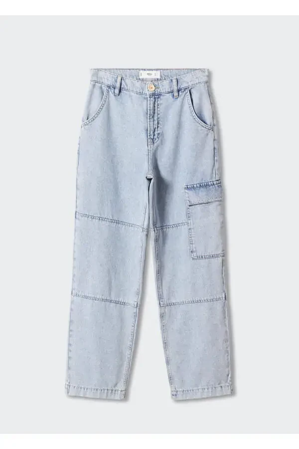 Cargo Denim Trousers with Pockets - 3