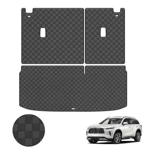 Cargo Liner & Backrest Mat Compatible with 2022-2026 Infiniti QX60 - All Weather Protection PU Leather Trunk Mat - 1