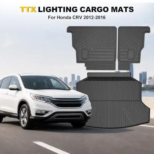 Cargo Liner & Backrest Mat for Honda CRV 2012-2016 | Custom Fit TPE Trunk Mat, Waterproof All Weather, Easy Clean for Family Use, Black - TTX LIGHTING (1)
