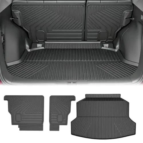 Cargo Liner & Backrest Mat for Honda CRV 2012-2016 | Custom Fit TPE Trunk Mat, Waterproof All Weather, Easy Clean for Family Use, Black - 1